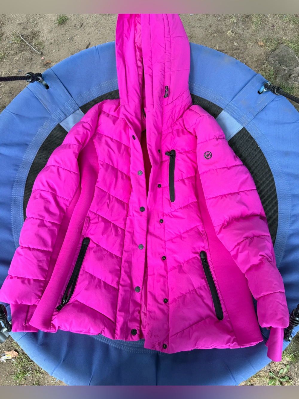Michael Kors Hot Pink Hooded Quilted Puffer Jacket